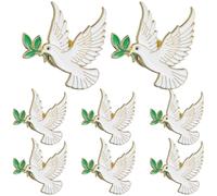 8pcs White Dove Brooch Vintage Metal Lapel Pin and Volunteers | Peace Themed Gatherings, Conference Badges, Jackets and Bags, Elegant Polished Finish, Symbolic Messaging