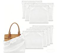 8pcs White Dust Bags for Handbags,40 x 50 cm,White Silk Cloth with Drawstring, Satin Bag Storage for Bag Storage
