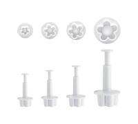 8Pcs White Flower Plunger Cookie Cutter DIY Blossom Flower Cake Fondant Mold Plastic Cake Decorating Tools Baking Accessories Cookie Cutters for Baking Plastic, Dessert and Candy Sculpting Tools