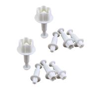 8Pcs White Flower Plunger Cookie Cutters, Blossom Cake Fondant Mold,DIY Flower Cake Fondant Mold Plastic Cakes Decorating Tools Baking Accessories for Baking Plastic, Dessert and Candy Sculpting Tools