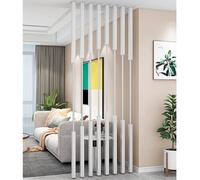8pcs White Metal Room Divider Screens 5.3ft Tall Partition Walls Floor-to-Ceiling Cubicle Dividers Adjustable 2-8ft Room Separation Poles for Privacy and Space Management