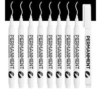 8pcs White Permanent Marker Pen, Waterproof Fabric Laundry Paint Pens Quick-drying Ink Acrylic Markers for Clothes Rock Metal Wood Stone Glass Ceramic Plastic, 1-2mm Line width