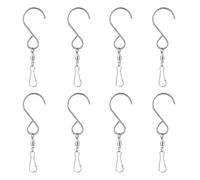 8Pcs Wind Proof Wind Spinner S Hook Clips Metal Durable Rotating Hook Clip Rotatable 360° Rotating Swivel Hooks for Hanging Wind Chimes