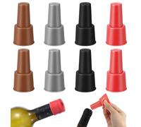 8Pcs Wine Stoppers for Wine Bottles, Reusable Wines Bottle Stopper for Champagne & Beer Bottles, Air Tight Seal to Keep Fresh, 4 Colors (Red/Brown/Gray/Black)