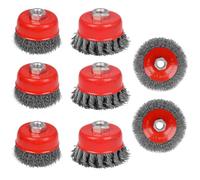 8Pcs Wire Brush for Angle Grinder, M14 x 2 Thread Angle Grinder Cup Wire Wheel (Diameter 75mm & 100mm), Heavy Duty Steel Wire Brush for Cleaning, Rust Removal & Grinding, Angle Grinder Accessories