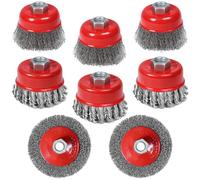 8Pcs Wire Brush for Angle Grinder, Thread M14 x 2 Angle Grinder Cup wire Brush Diameter 75 mm and 100 mm, Steel Wheel for Cleaning, Rust Removal and Grinding