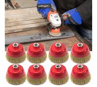 8Pcs Wire Cup Brush Wheel 75mm 3" For Angle Grinder M10 Crimped Brass Coated Uk