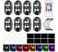 8Pcs Wireless LED Strobe Lights, Wireless Led Lights with Remote Control, 8 Colors 10 Kind of Lighting Effects USB Rechargeable Anti-Collision Warning Light or Car Drone Motorcycle Bike