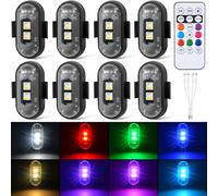 8PCS Wireless LED Strobe Lights with Remote Control, 8 Colors Rechargeable Led Lights Anti-Collision LED Emergency Warning Lights for Car Motorcycle Bike Drone Aircraft