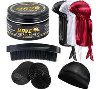 8Pcs Wolfing Kit Wave Butter Cream for Natural Waves, Moisture & Silky Shine with Shea Butter & Beeswax