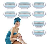 8PCS Women's Razor Blades Refills Compatible with Gillette Venus Smooth Razor, 3 Layer Blade for Smooth Shaving, Comfort Edge for Women Shaving, Washable Easy to Replace (Blue)