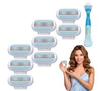 8Pcs Women's Razor Blades Refills with Blue Handle | Replacement Razor Blades for gillette venus smooth razor,3 Layer Head & Pivoting Head, Washable Easy to Replace