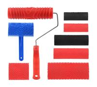 8Pcs Wood Grain Tool Set, Rubber Painting Tool Set, Household Wallpaper Roller, Rubber Empaistic Grain Pattern Roller Painter with Handle for DIY Wall Floor Furniture Room Home Decoration