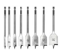8Pcs Wood Spade Drill Bit Set, 1/4 inch Quick Change Hex Shank, 6-32 mm Carbon Steel Heavy Duty Flat Wood Drill Bit Set, Woodworking Drilling Flat Bits Blades Kit