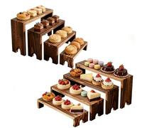 8Pcs Wooden Display Stand,Food Display Risers for Party, Large Wood Tiered buffet risers Cupcake Stands, Multifunction Wooden Shelf for Perfume,Spice,Cosmetics,Jewelry, Collections and Party Desserts