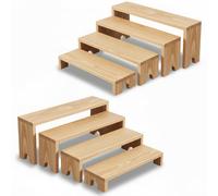 8Pcs Wooden Display Stand,Large Solid Wood Tiered Display Stands,Stackable Cupcake Stand,Multifunction Shelf Riser for Perfume,Spice,Cosmetics,Jewelry,Collections and Party Food Display,Original Wood