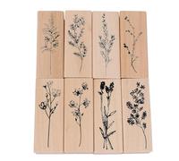 8pcs Wooden Floral Scrapbook Stamp Seal for DIY Diary Planner