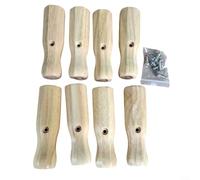 8pcs Wooden Foosball Table Handles with Nonslip Grip and 16mm Inner Diameter, Replacement Soccer Table Rod End for Most Standard Foosball Tables with Easy Installation Screws Included(yellow)