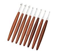 8Pcs Wooden Handle Crochet Hook Set Ergonomic Grip Aluminium Crochet Yarn Craft Tool for Weaving Sweater Scarf Bag Red Chalcedony Set