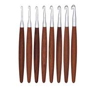 8Pcs Wooden Handle Crochet Hook with Storage Case Ergonomic Grip Aluminium Crochet Hook Needle 3.0-7.0mm for Knitting Knitting Probes