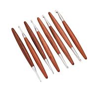 8Pcs Wooden Handle Crochet Hook with Storage Case Ergonomic Grip Aluminium Hook Needle 3.0-7.0mm for Knitting Probes