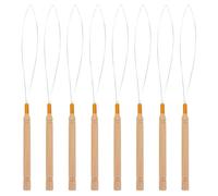 8pcs Wooden Handle Hair Extension Loop Needle Crochet Hook Tool Set