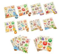 8Pcs Wooden Peg Puzzle for 2+ year olds, Peg Puzzles Jigsaw for 1 Year Old, Educational Toys Learning Puzzles Fruit Sea Animal Vegetable Farm Dinosaurs Transportation Insects Gifts for Girls and Boys