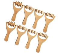 8pcs Wooden Roller Massager Tool for Back and Calves, Ergonomic Handle | Natural Wood Feel, Smooth Rounded Surface, Manual Trigger-point Relief, Desk Breaks and Business Trips
