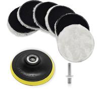 8PCS Wool Polishing Pads Drill Attachment 4Inch Wool Polishing Buffing Pad Car Polisher Wheel Pad Drill Attachment WoolBuffingPad Car Waxing Pad with M10Drill Adapter &Back Pad for Furniture Sanding