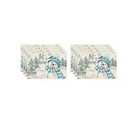 8PCS Xmas Trees Snow Christmas Placemats Winter Table Mats for Kitchen Dining Decoration C