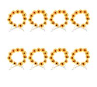 8pcs Yellow Polyester Flower Headband with 11 Chrysanthemum Blooms