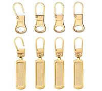 8pcs Zipper Pull Replacement, Detachable Zipper Pull Practical Metal Zipper Pull Tabs Zipper Pull Cord Extender for Jackets Jeans Wallets (Golden)