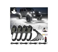8Piece Pure White LED Rock Lights Kit with Wiring Harness Power Kill Switch, 6000K 15EDs Neon Bright Underglow Lights 12v Waterproof Fender Lights for Trucks Jeep Trailer Off Road ATV UTV SXS SUV