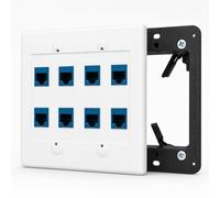 8Port Ethernet Wall Outlet Plate Cat6 RJ45 Keystone Jack 2Gang Low Voltage Mount Female to Female Network Cables Inline Coupler Wires Connector Blue