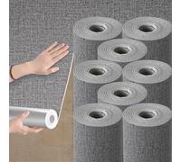 8Roll 3mm Thick Thermal Insulation Black Grey Self-Adhesive Linen Textured Effect Wallpaper Room Cold-Proof Wall Panels Peel and Stick Wallpaper, Waterproof PE Foam for Living Room, Bedroom