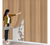 8Roll Brown Peel and Stick Wall Panels 3D Self Adhesive Wall Panels Wood Effect Wallpaper for Kitchen Bathroom Living Room Bedroom, 3mm Thick Sound Insulation, Three-Dimensional Lines, 300x40CM