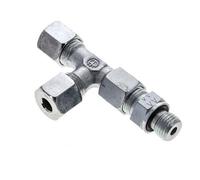 8S & M14x1.5 Zink Plated Steel Right Angle Tee Cutting Fitting with Male Threads 630 bar Adjustable ISO 8434-1