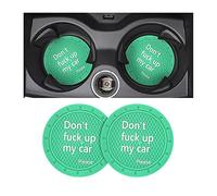 8sanlione 2 Pack Car Cup Holder Coasters, 2.75 Inch Non-Slip PVC Insert Cup Coaster, Anti-Scratch Auto Cup Mats for Women Men, Vehicle Interior Accessories Universal for Car, SUV, Truck (Light Green)