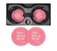 8sanlione 2 Pack Car Cup Holder Coasters, 2.75 Inch Non-Slip PVC Insert Cup Coaster, Anti-Scratch Auto Cup Mats for Women Men, Vehicle Interior Accessories Universal for Car, SUV, Truck (D Pink/2PCS)