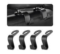 8sanlione Car Back Seat Headrest Hooks, 4PCS Vehicle Backseat Storage Organizer Hanger, Multifunctional Auto Headrest Hidden Hook Universal for Handbag Purse Backpacks Bags and Groceries (Black)