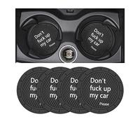 8sanlione Car Cup Coaster, 4Pcs 2.75 Inch Auto Cup Holder Insert Coasters, Non-Slip Waterproof Embedded Drink Mat, Automotive Interior Accessories for Men and Women (D Black/4PCS)