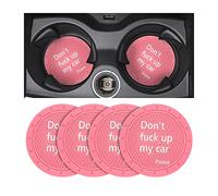 8sanlione Car Cup Coaster, 4Pcs 2.75 Inch Auto Cup Holder Insert Coasters, Non-Slip Waterproof Embedded Drink Mat, Automotive Interior Accessories for Men and Women (D Pink/4PCS)