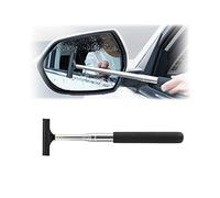 8sanlione Car Rearview Mirror Wiper, Retractable Auto Glass Squeegee, Water Cleaner with Telescopic Long Rod, Portable Cleaning Tool for All Vehicles, Universal Automotive Accessories (Black)