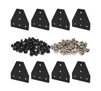 8Sets 2020 Aluminum Extrusion External Joining Plate Connector T Shape Anodic Oxidation Corner Bracket Plate with Screws and Nuts for 2020 Series Aluminum Profile