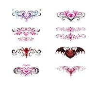 8sheets Cute, Colorful, Waterproof, Sweatproof, Non-Reflective Succubus Tattoo Stickers For Couples On Their Chest And Stomach.