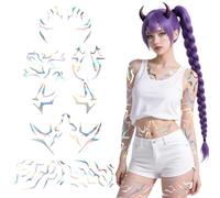 8sheets K-Pop Temporary Tattoos for Adult Purple K Pop Tattoo Stickers Waterproof Style Cosplay Props Tattoos Accessories for Whole Body