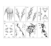8sheets Tattoo Sticker Waterproof Line Temporary 3D Simulation Juice Herbal Tattoo Sticker