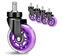 8T8 3" Office Chair Wheels (As Seen On PRC) Replacement Heavy Duty, Universal Rubber Chair Casters Fit 98% Chair, Quiet Smooth Rolling for Hardwood Floor Carpet Mats (Purple)