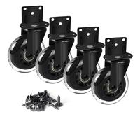 8T8 Side Mount Caster Wheels 3 Inch L Shaped Plate Swivel Casters Heavy Duty Set of 4, Silence Rubber Wheels for Furniture, Kitchen Cabinet, Baby Bed, Table, Loading Capacity 600 Lbs