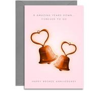 8th Anniversary Card - Bronze Wedding Anniversary Card - A5 Size Card with Grey Envelope